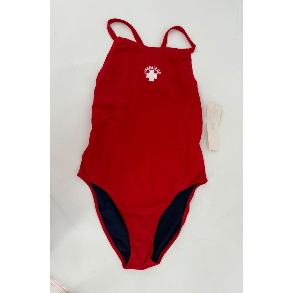 ELifeguard Red One Piece Swimsuit Womens Athletic Lifeguard‎ NWT Sz 38